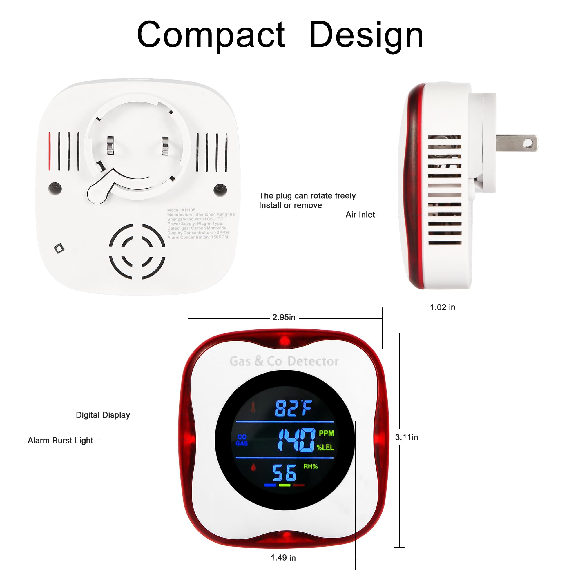 Détecteurs combinés de gaz et  - Co Detector Plug avis et prix